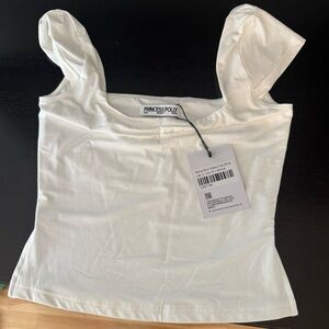 Princess Polly White Square Neck Top